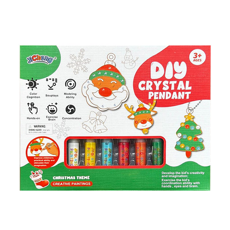 DIY Krystalmalingssæt til børn og voksne, med krystalvedhæng, farverige maling, diamanter og kæder.