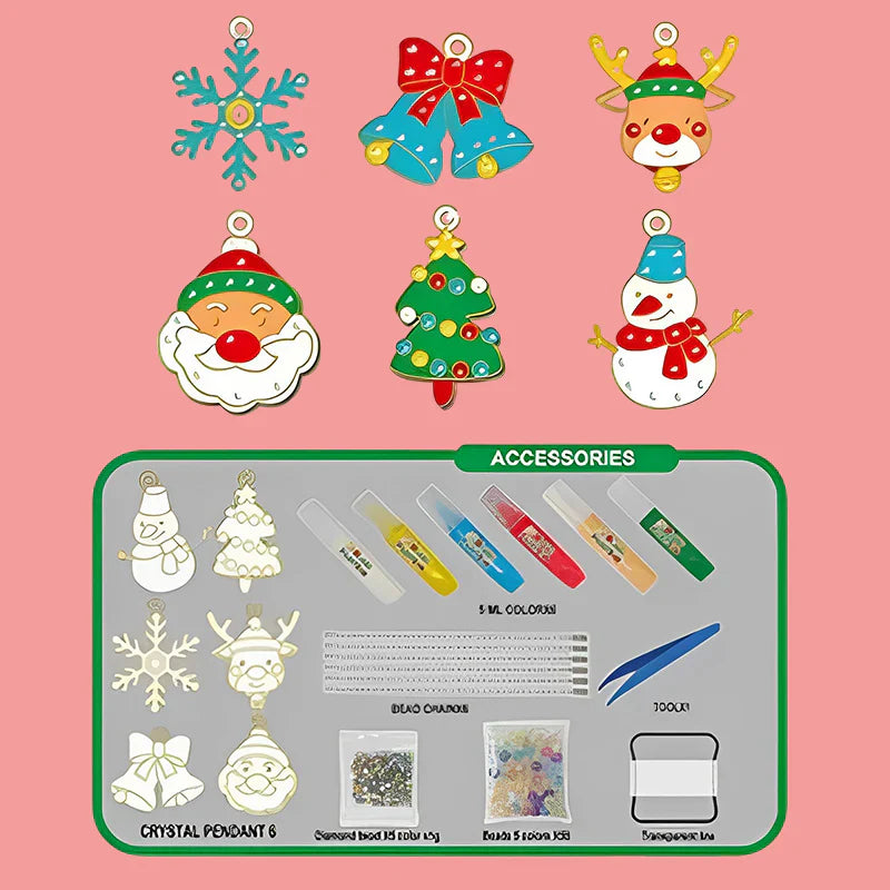 DIY Krystalmalingssæt til børn og voksne, med krystalvedhæng, farverige maling, diamanter og kæder.