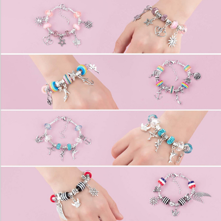 DIY armbåndssæt til kvinder, indeholder farverige perler og vedhæng i en nem gør-det-selv gaveæske.