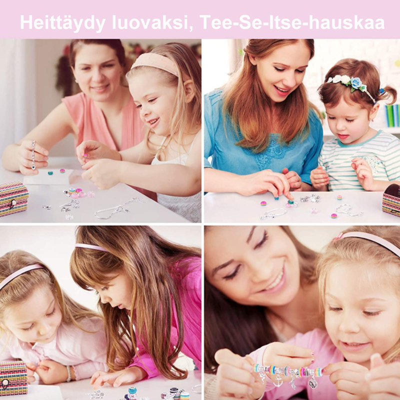 DIY armbåndssæt til kvinder, indeholder farverige perler og vedhæng i en nem gør-det-selv gaveæske.