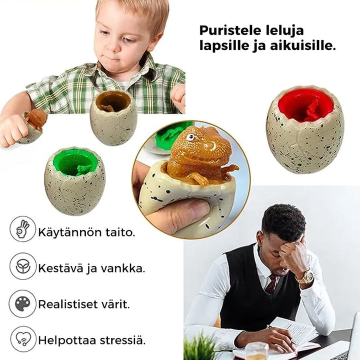 Dinosauruksen munan muotoinen stressilelu, satunnainen väri, TPR-materiaali, tuo visuaalista iloa työpöydälle.