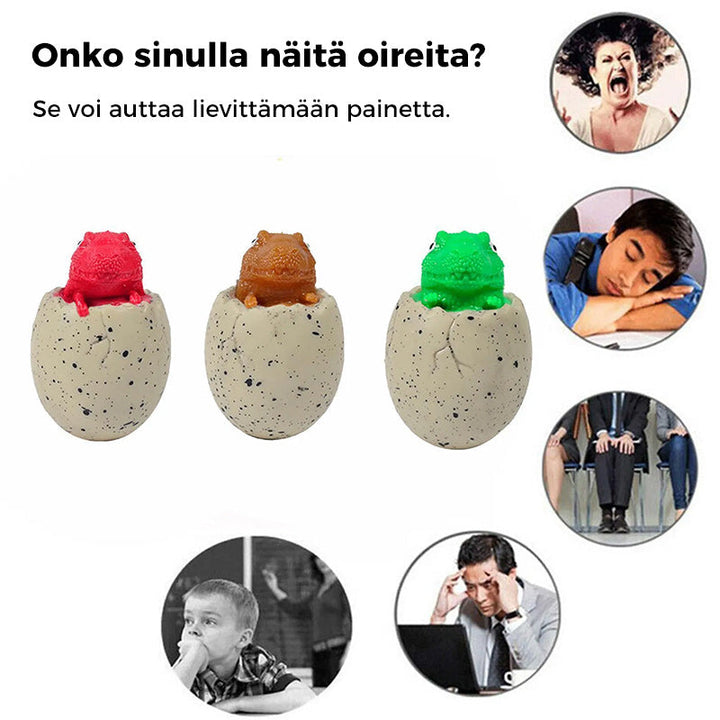 Dinosauruksen munan muotoinen stressilelu, satunnainen väri, TPR-materiaali, tuo visuaalista iloa työpöydälle.