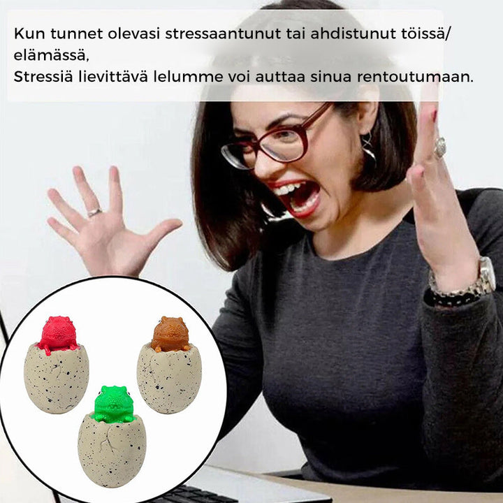 Dinosauruksen munan muotoinen stressilelu, satunnainen väri, TPR-materiaali, tuo visuaalista iloa työpöydälle.