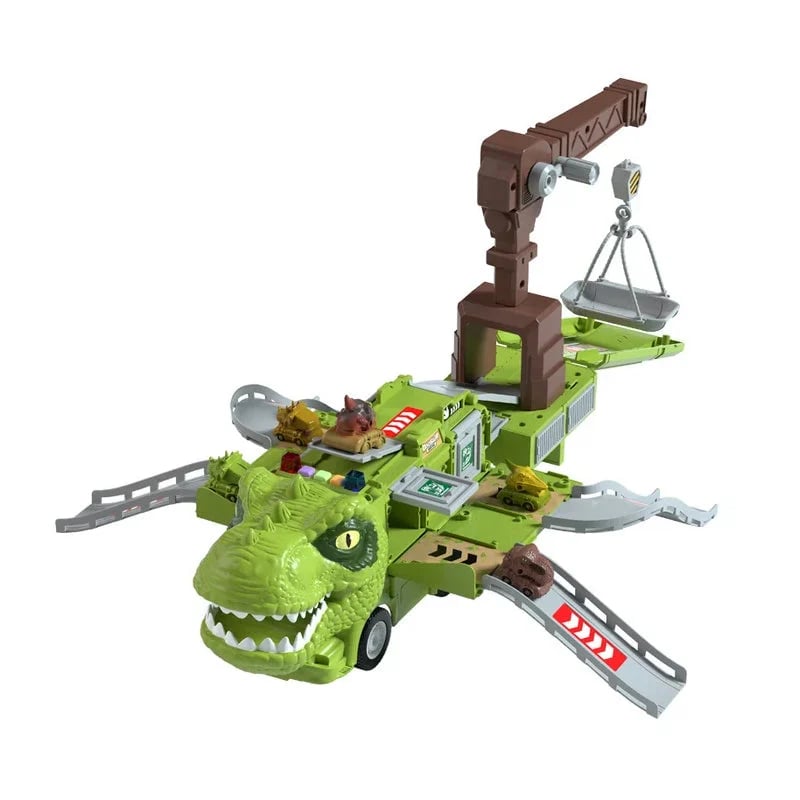 "Dinosaurus kuljetusauto, T-rex-etuseinä, valot ja äänet, lasten leikkiauto, ABS-muovi, seikkailulelu, dinosaurusystävällinen