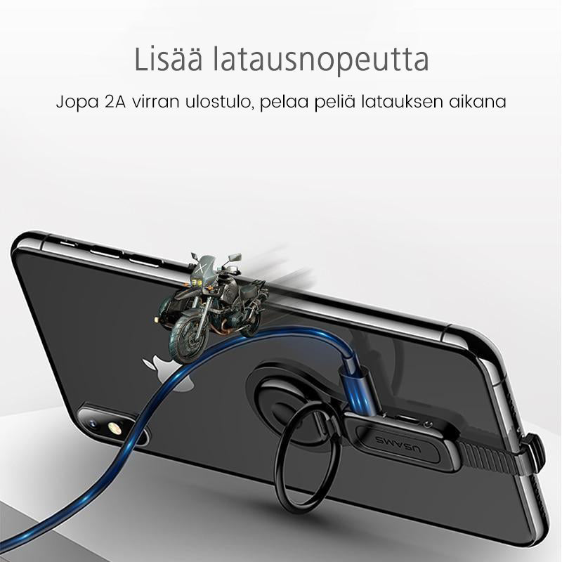 Dual Lightning til mænd: sølvfarvet 4-i-1 adapter, to Lightning-porte, magnetisk ring-adapter, kompakt design