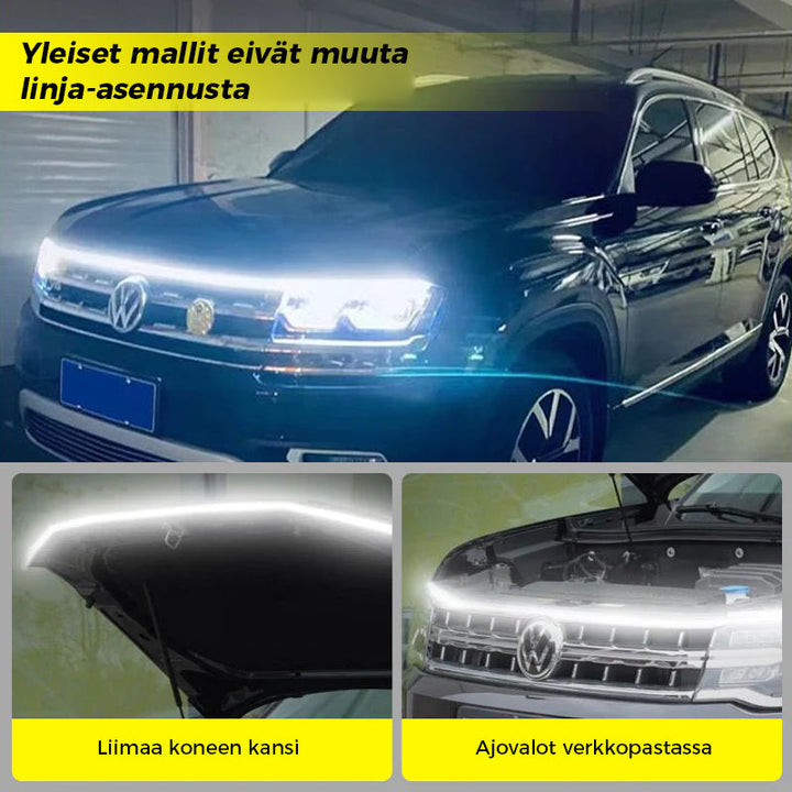 "Dynaamiset LED-nauhavalot autoon, vedenpitävät ja värikkäät, 200cm pitkä LED-nauha moderniin tyyliin."