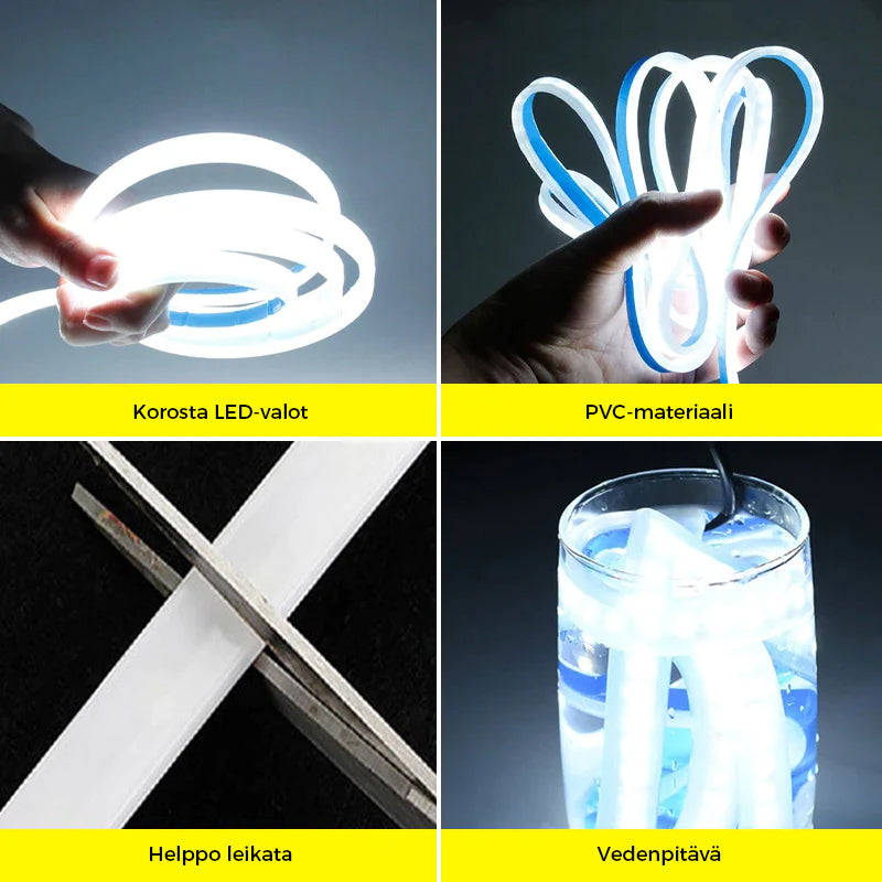 "Dynaamiset LED-nauhavalot autoon, vedenpitävät ja värikkäät, 200cm pitkä LED-nauha moderniin tyyliin."