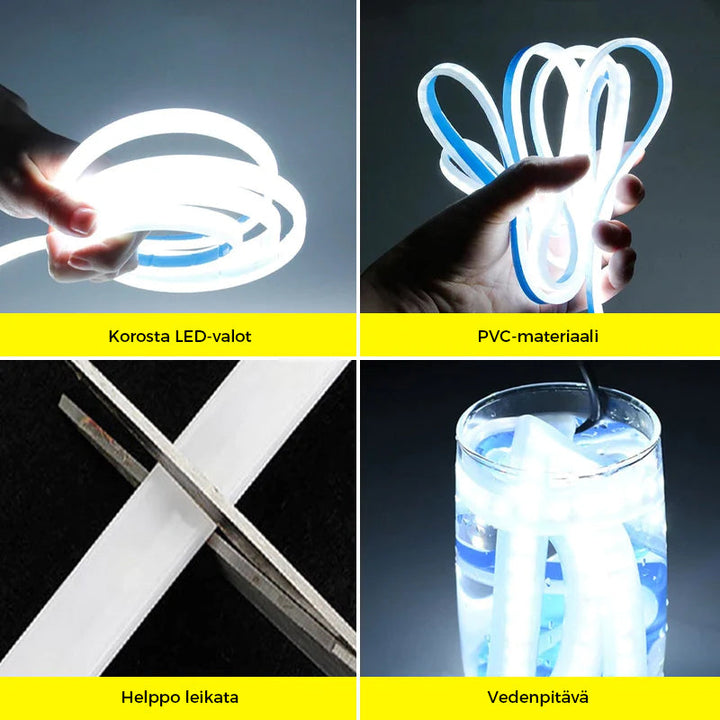 "Dynaamiset LED-nauhavalot autoon, vedenpitävät ja värikkäät, 200cm pitkä LED-nauha moderniin tyyliin."