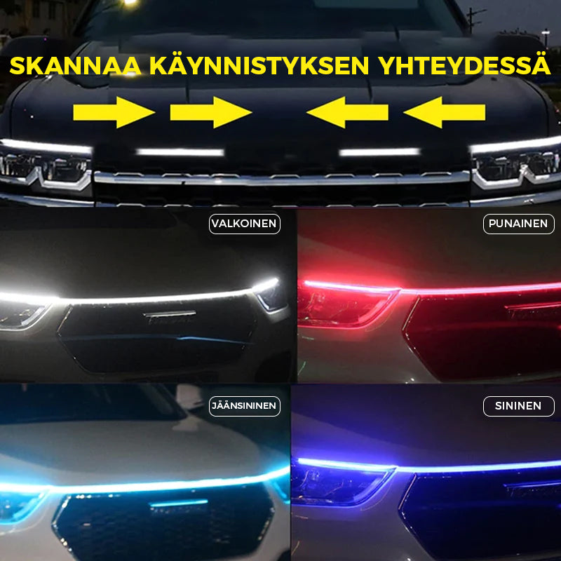 "Dynaamiset LED-nauhavalot autoon, vedenpitävät ja värikkäät, 200cm pitkä LED-nauha moderniin tyyliin."