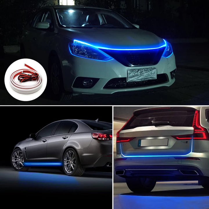 "Dynaamiset LED-nauhavalot autoon, vedenpitävät ja värikkäät, 200cm pitkä LED-nauha moderniin tyyliin."