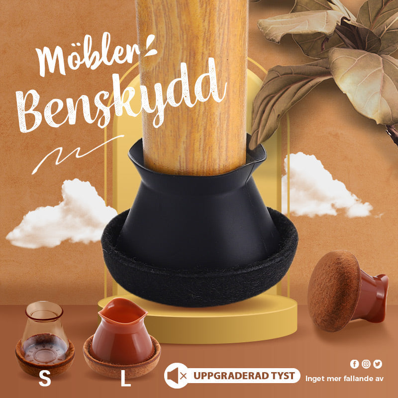 Elegante møbelbenbeskyttere i silikone, sort farve, beskytter gulve mod ridser og forhindrer støj, flere størrelser.