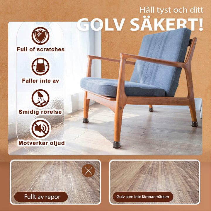 Elegante møbelbenbeskyttere i silikone, sort farve, beskytter gulve mod ridser og forhindrer støj, flere størrelser.