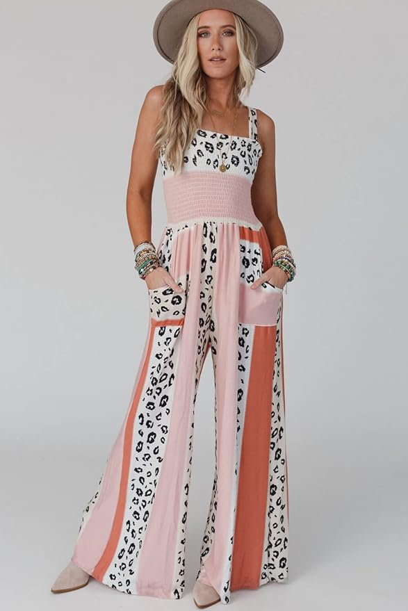 Elegant dame jumpsuit, vide ben, spaghetti stropper, orange, velegnet til hverdag og fest.