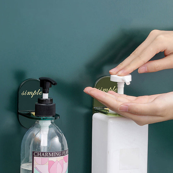 Elegant plastik bruser gel holder, tilgængelig i mørkegrøn og lysegrøn, passer til forskellige flaskestørrelser og indretninger.