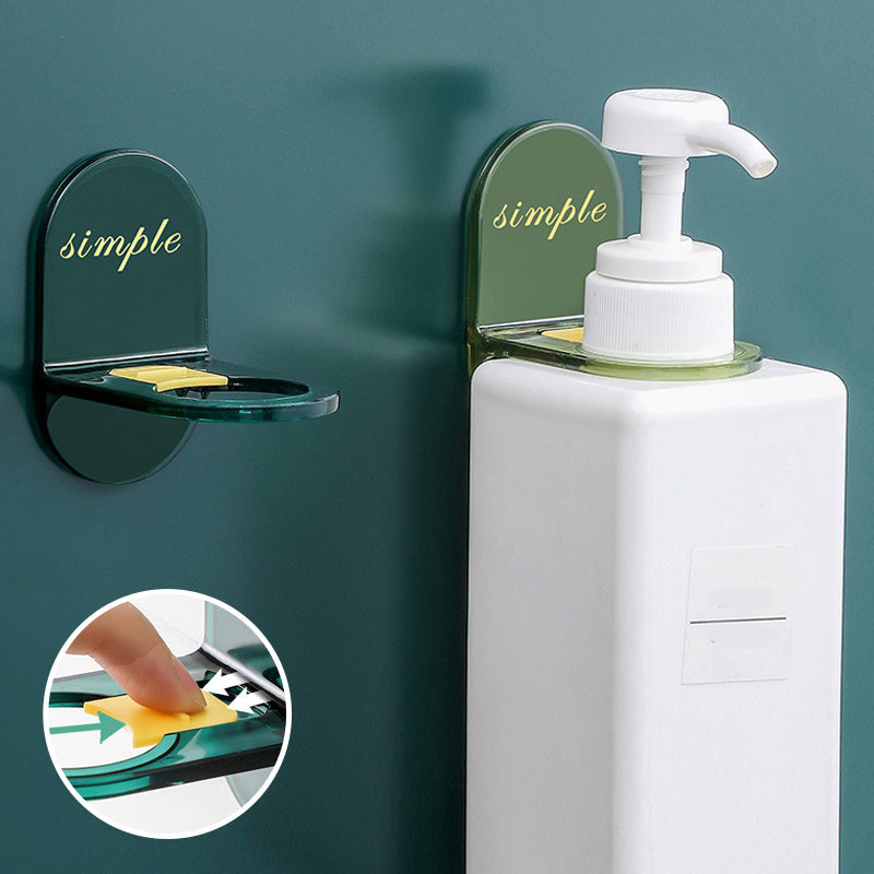 Elegant plastik bruser gel holder, tilgængelig i mørkegrøn og lysegrøn, passer til forskellige flaskestørrelser og indretninger.