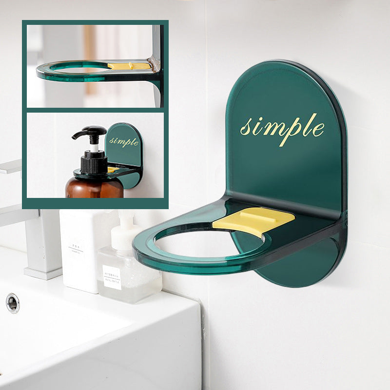 Elegant plastik bruser gel holder, tilgængelig i mørkegrøn og lysegrøn, passer til forskellige flaskestørrelser og indretninger.
