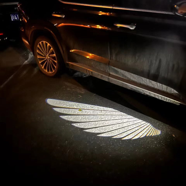 Enkevinge-velkomstlys til bilen, hvide projektorer med klar ramme til montering under bildøren.