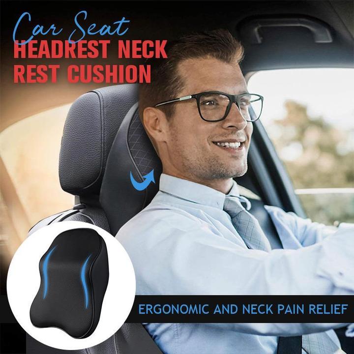 Ergonomisk nakkestøtte til bilen, lavet af memoryskum, passer til alle sæder, åndbar, støtter nakken, aftageligt betræk