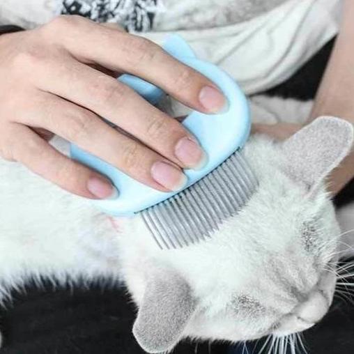 Ergonomisk massagekam til kat eller hund, blå, grøn, pink, let ABS, forbedrer cirkulation, gør pelsen skinnende.