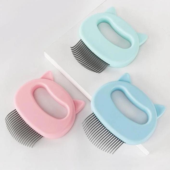 Ergonomisk massagekam til kat eller hund, blå, grøn, pink, let ABS, forbedrer cirkulation, gør pelsen skinnende.