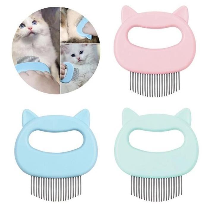 Ergonomisk massagekam til kat eller hund, blå, grøn, pink, let ABS, forbedrer cirkulation, gør pelsen skinnende.