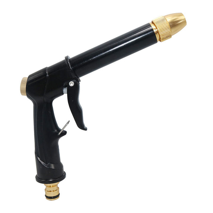Ergonomisk multifunktionel bilvask-sprinkler med kobberspids og metalramme, justerbare sprøjtemønstre.