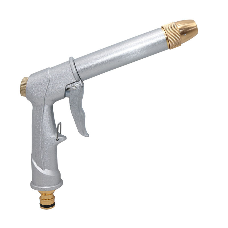 Ergonomisk multifunktionel bilvask-sprinkler med kobberspids og metalramme, justerbare sprøjtemønstre.