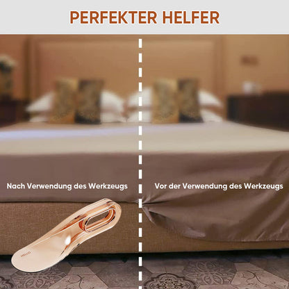 Ergonominen patjan nostotyökalu, keltainen, vihreä, violetti, ergonominen muotoilu, kestävää muovia, kevyt ja kestävä.