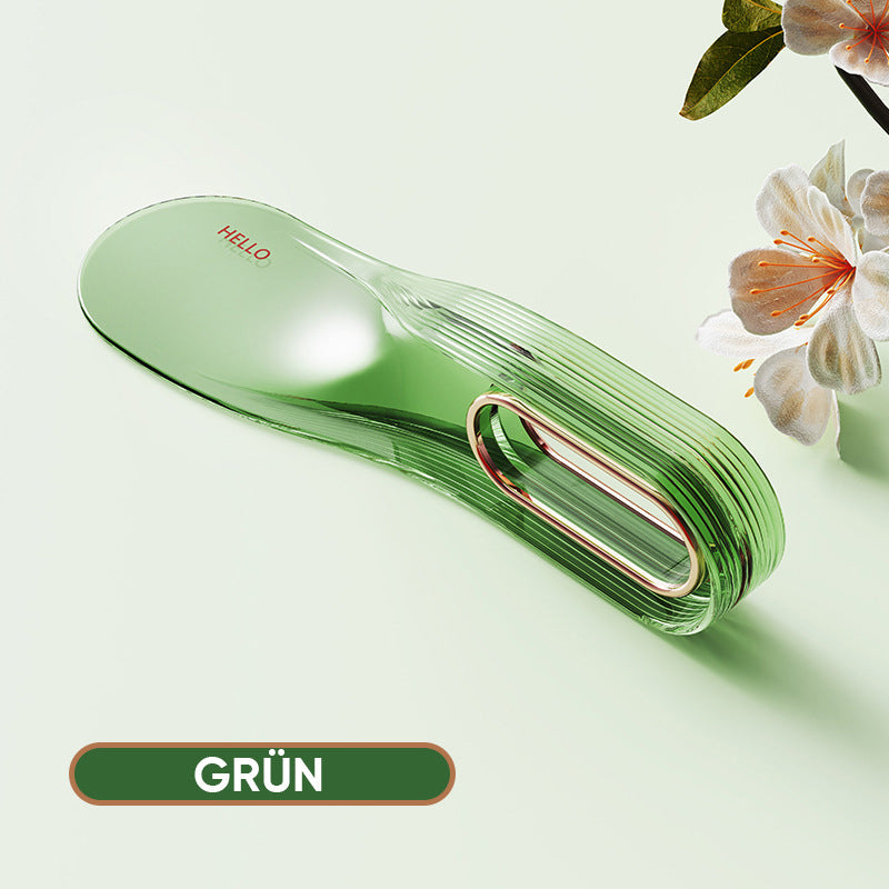 Ergonominen patjan nostotyökalu, keltainen, vihreä, violetti, ergonominen muotoilu, kestävää muovia, kevyt ja kestävä.