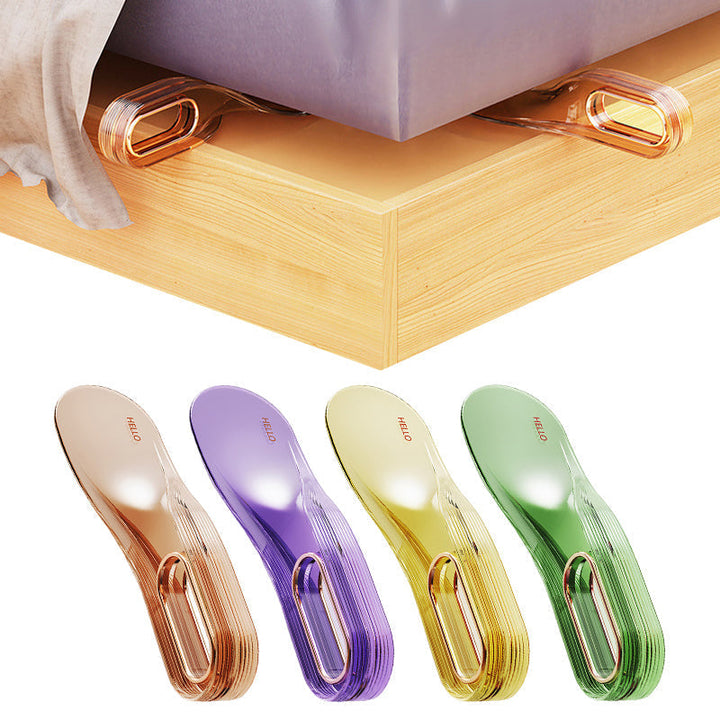 Ergonominen patjan nostotyökalu, keltainen, vihreä, violetti, ergonominen muotoilu, kestävää muovia, kevyt ja kestävä.