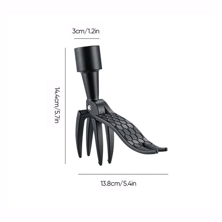 Ergonomisk ukrudtsfjerner i rustfrit stål, sort og sølv, holdbar, ergonomisk design for nem brug.