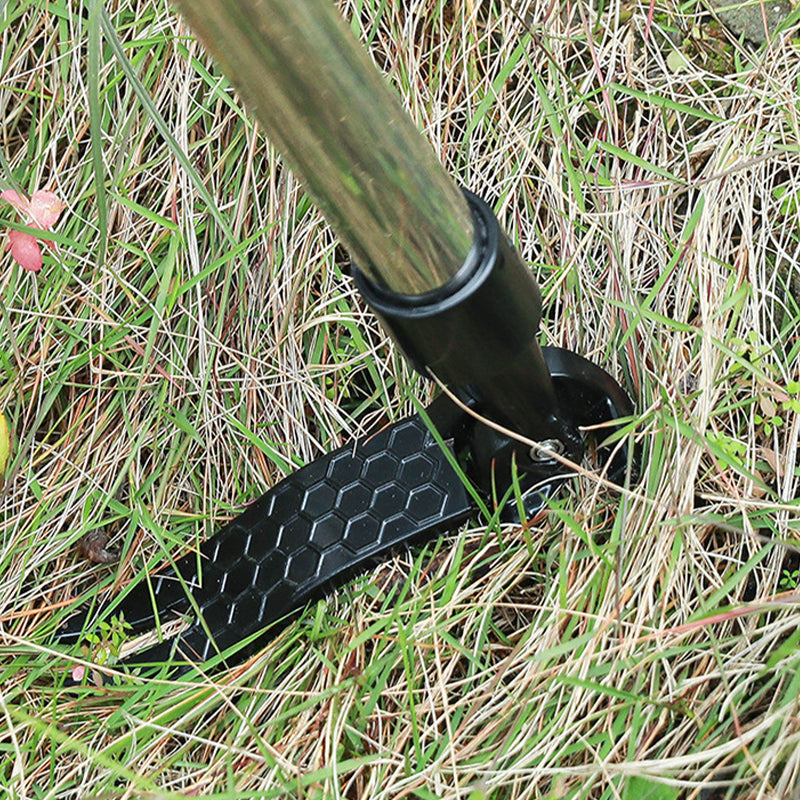 Ergonomisk ukrudtsfjerner i rustfrit stål, sort og sølv, holdbar, ergonomisk design for nem brug.