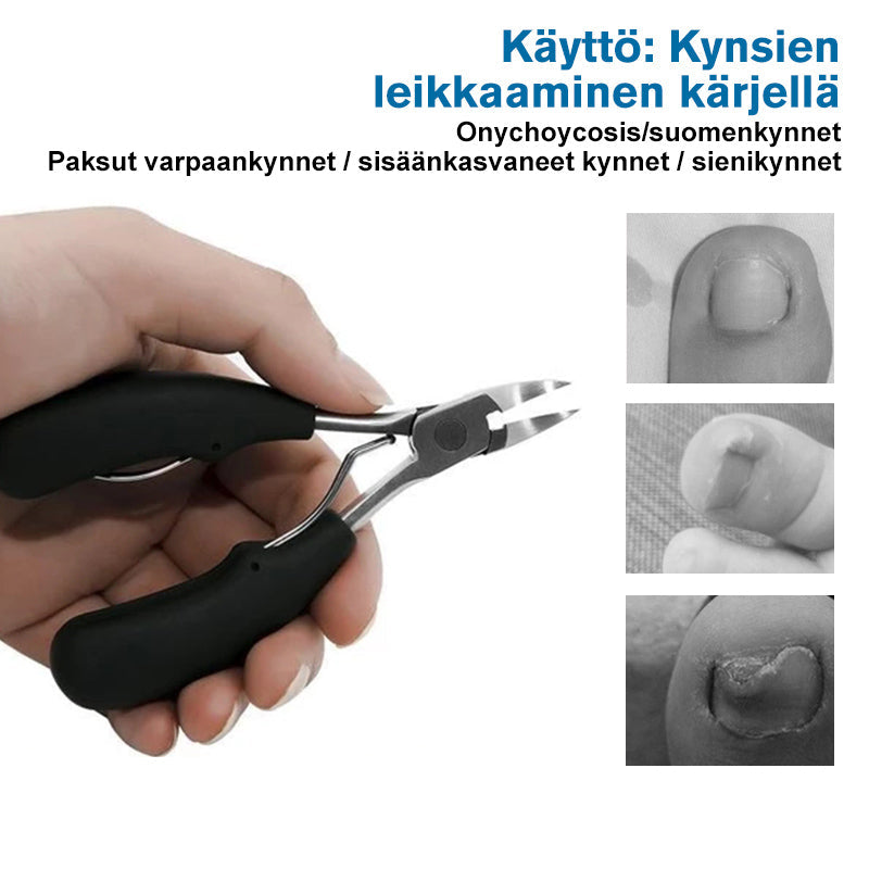 Ergonomisk neglesæt i rustfrit stål, inkluderer klippere og fil, perfekt til tykke negle og neglebånd.