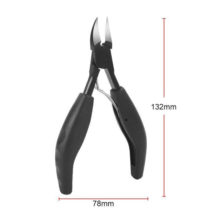 Ergonomisk neglesæt i rustfrit stål, inkluderer klippere og fil, perfekt til tykke negle og neglebånd.