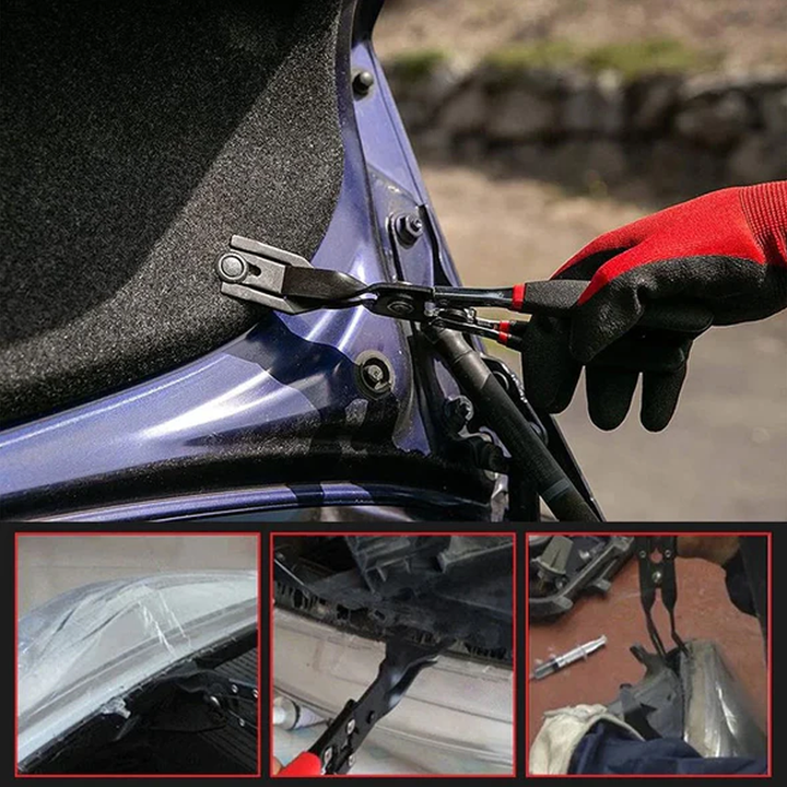 "Ergonomiset mustat niittipihdit terässeoksesta, ihanteelliset autojen ja huonekalujen korjaukseen, liukumaton ote."