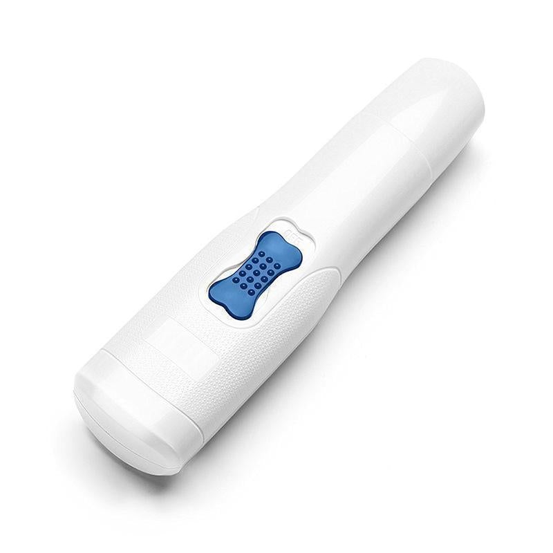 Meget støjsvag USB-opladelig negleklipper til kæledyr, kompakt design, aftagelig slibeskive og beskyttelsesdæksel.