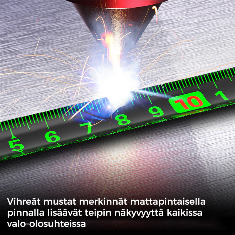 Fluorescerende stål målebånd, sort, klare tal, tykt stål, ABS-skal, 5m/10m længde, mænds værktøj.