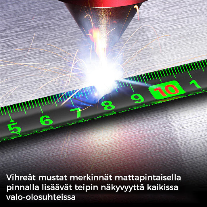 Fluorescerende stål målebånd, sort, klare tal, tykt stål, ABS-skal, 5m/10m længde, mænds værktøj.