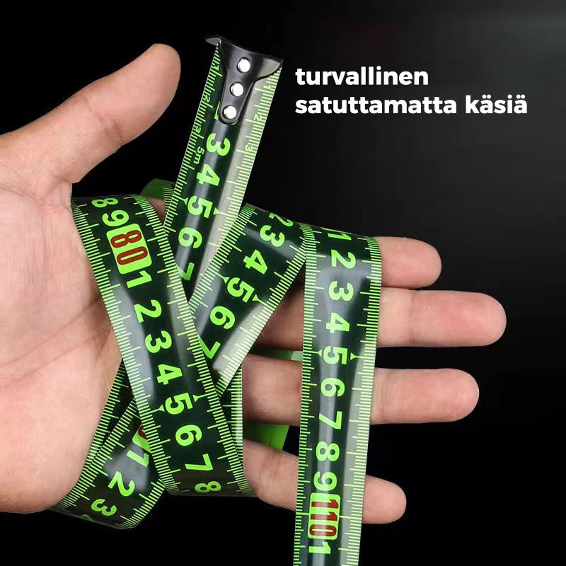 Fluorescerende stål målebånd, sort, klare tal, tykt stål, ABS-skal, 5m/10m længde, mænds værktøj.