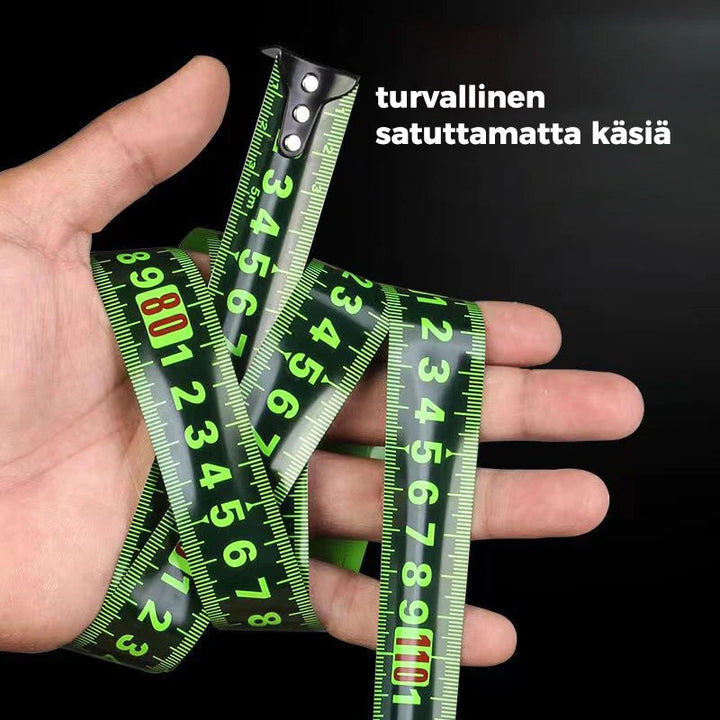 Fluorescerende stål målebånd, sort, klare tal, tykt stål, ABS-skal, 5m/10m længde, mænds værktøj.