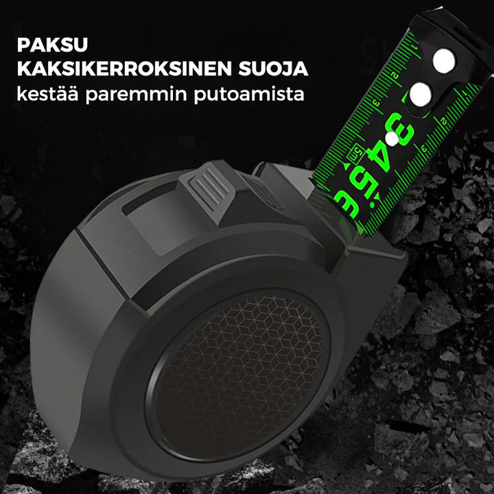 Fluorescerende stål målebånd, sort, klare tal, tykt stål, ABS-skal, 5m/10m længde, mænds værktøj.