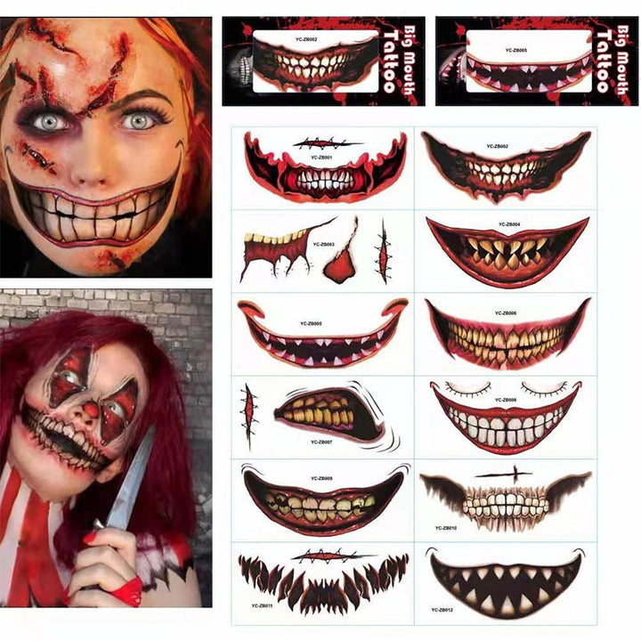 Halloween klistermærke tatueringer, skræmmende og realistiske designs dekorerer huden nemt til udklædning.
