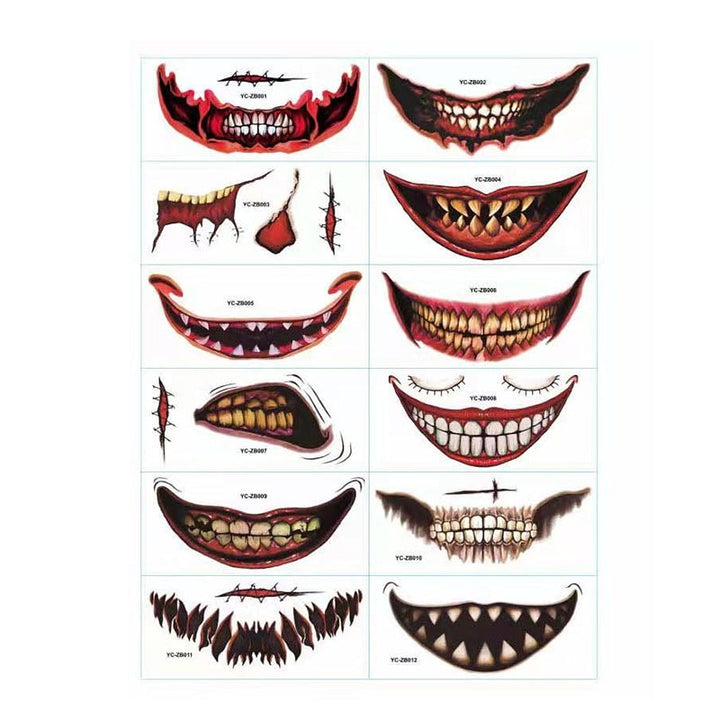Halloween klistermærke tatueringer, skræmmende og realistiske designs dekorerer huden nemt til udklædning.