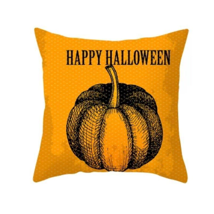 Halloween græskar pudebetræk, klare farver og sjove græskarmotiver skaber en festlig atmosfære i hjemmet.