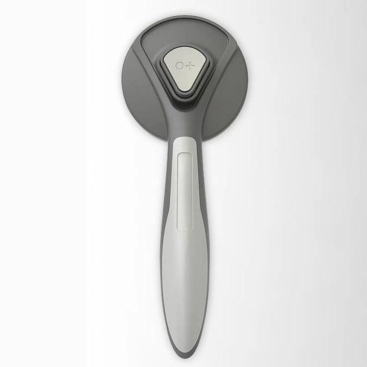 Grå/grøn hund- og katteplejebørste, bløde stålbørster, ergonomisk design, effektiv fjernelse af hår