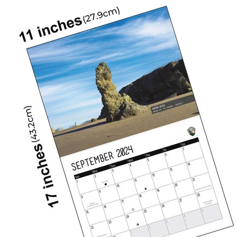 Sjov Natur 2024 kalender, farverige naturmotiver, stenformationer, bringer glæde til hjemmet eller kontoret.