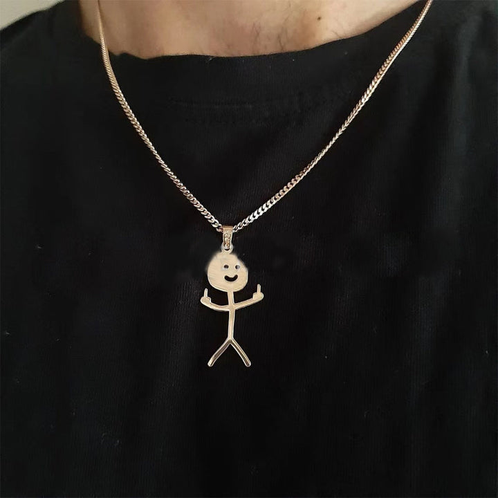 Sjov stikmand halskæde, metal vedhæng, guld eller sølv, mode tilbehør til mænd og kvinder, stilfuldt design.