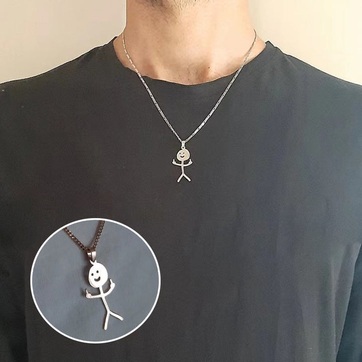 Sjov stikmand halskæde, metal vedhæng, guld eller sølv, mode tilbehør til mænd og kvinder, stilfuldt design.