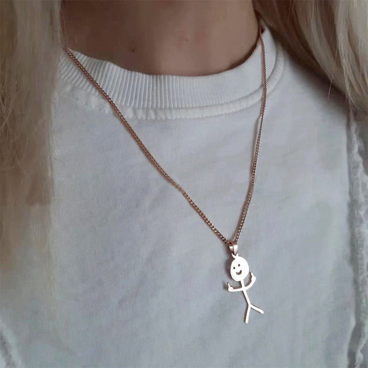 Sjov stikmand halskæde, metal vedhæng, guld eller sølv, mode tilbehør til mænd og kvinder, stilfuldt design.