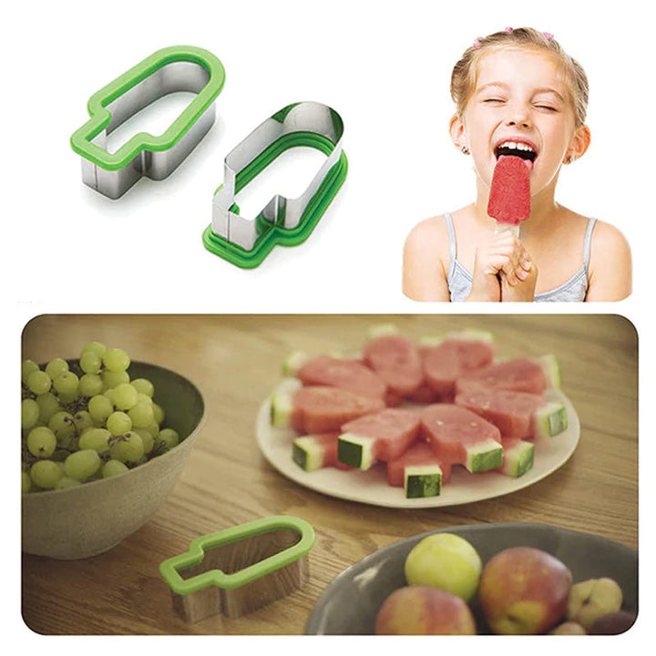 Sjov vandmelon ispind form rustfrit stål, grøn og blå, bringer glæde til sommerfester og er nem at rengøre.